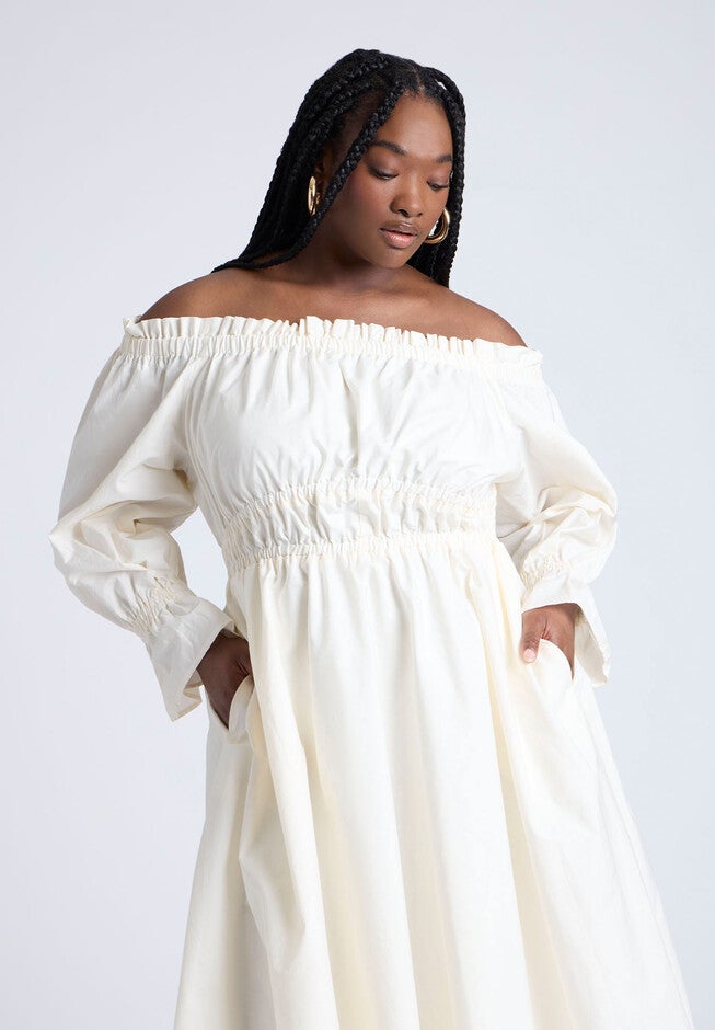 Off The Shoulder Ruffle Maxi Dress, JET STREAM, alternate image number null