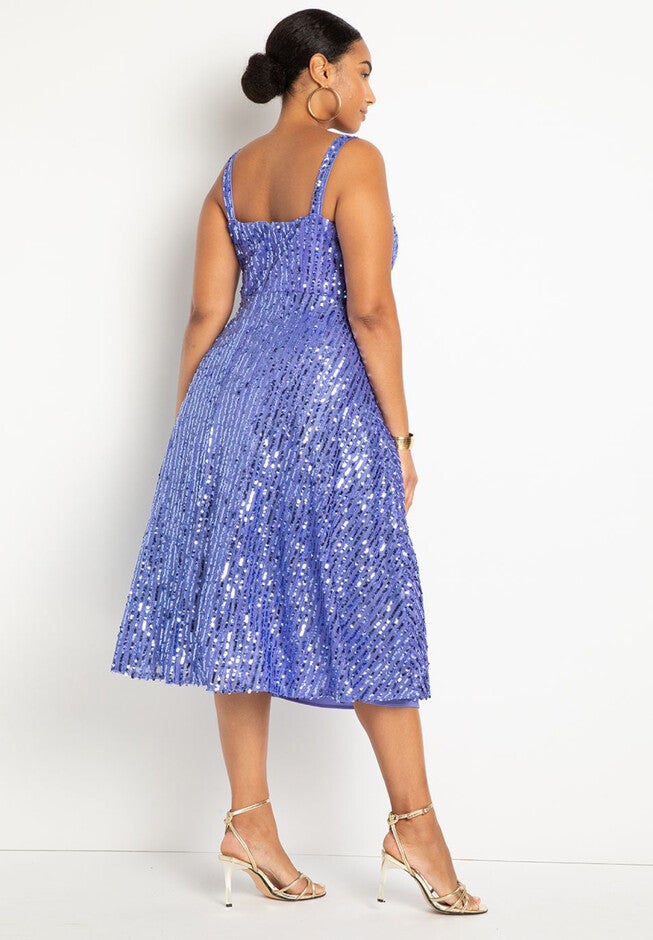 Bustier Flare Sequin Dress, , alternate image number null