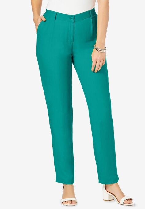 Linen Pleat-Front Pant, WATERFALL, hi-res image number null