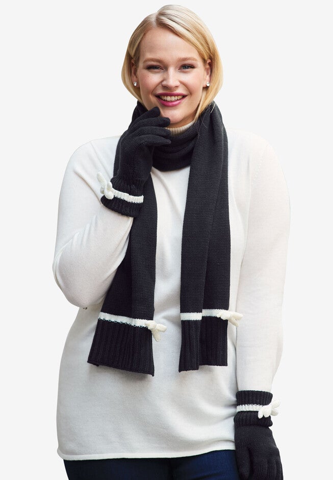 Scarf & Glove Set, BLACK, hi-res image number null