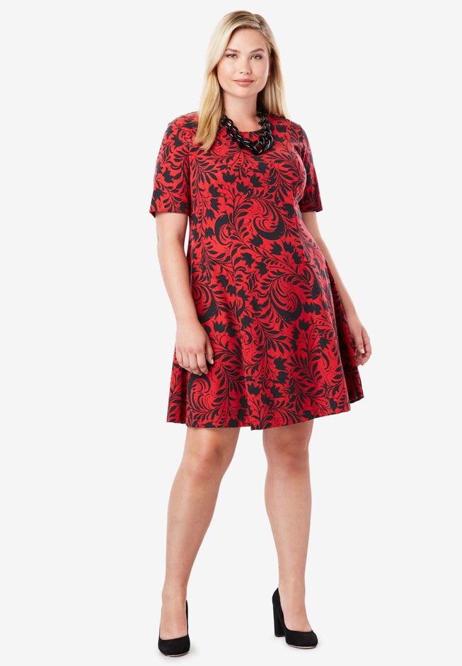 Stretch Ponte Flare Dress, , alternate image number 5