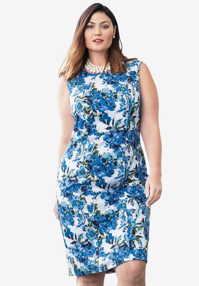 Sheath Dress, BRIGHT COBALT FLORAL, hi-res image number null