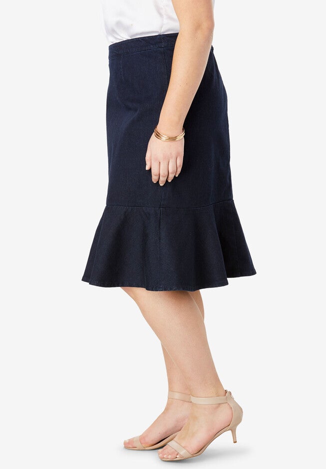 Refined Denim Flounce Skirt, , alternate image number null