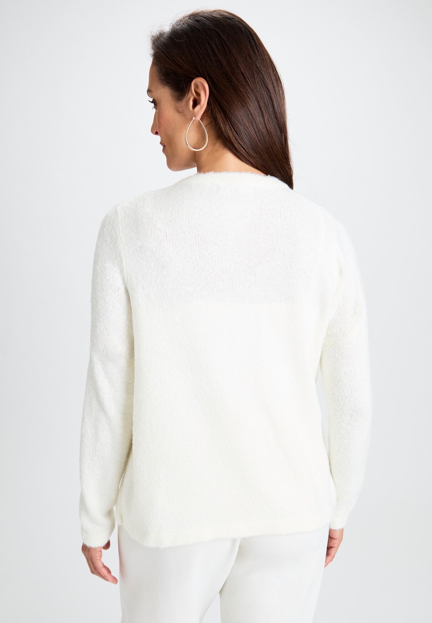 Boucle Pearl Cardigan, IVORY PEARL, alternate image number 2