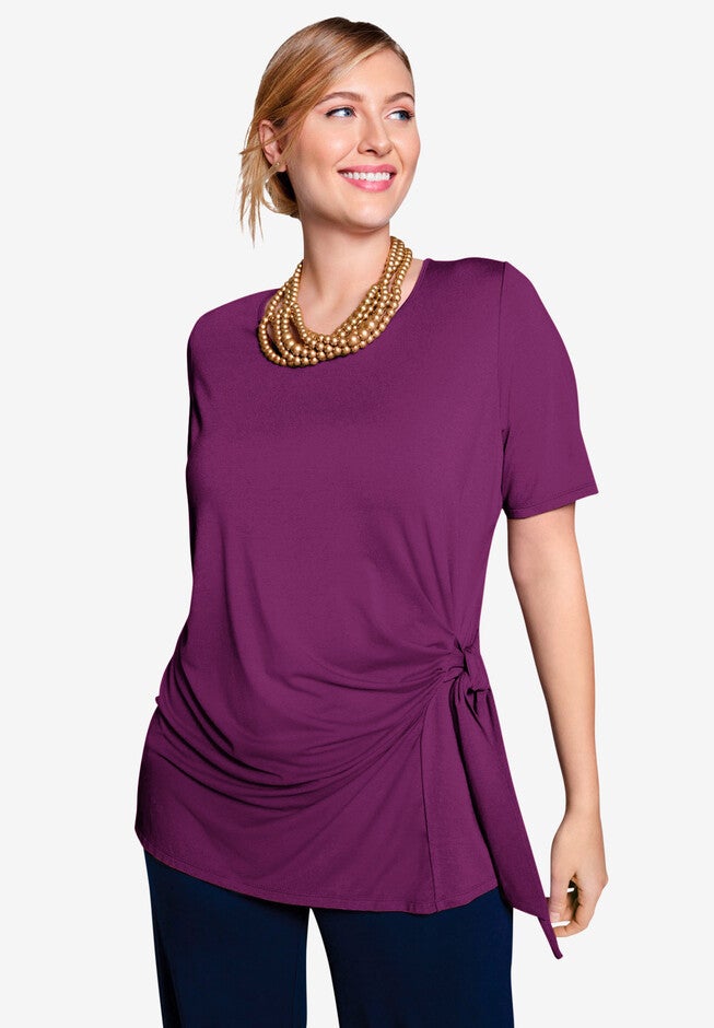 Side-Tie Tee, PURPLE TULIP, hi-res image number 0