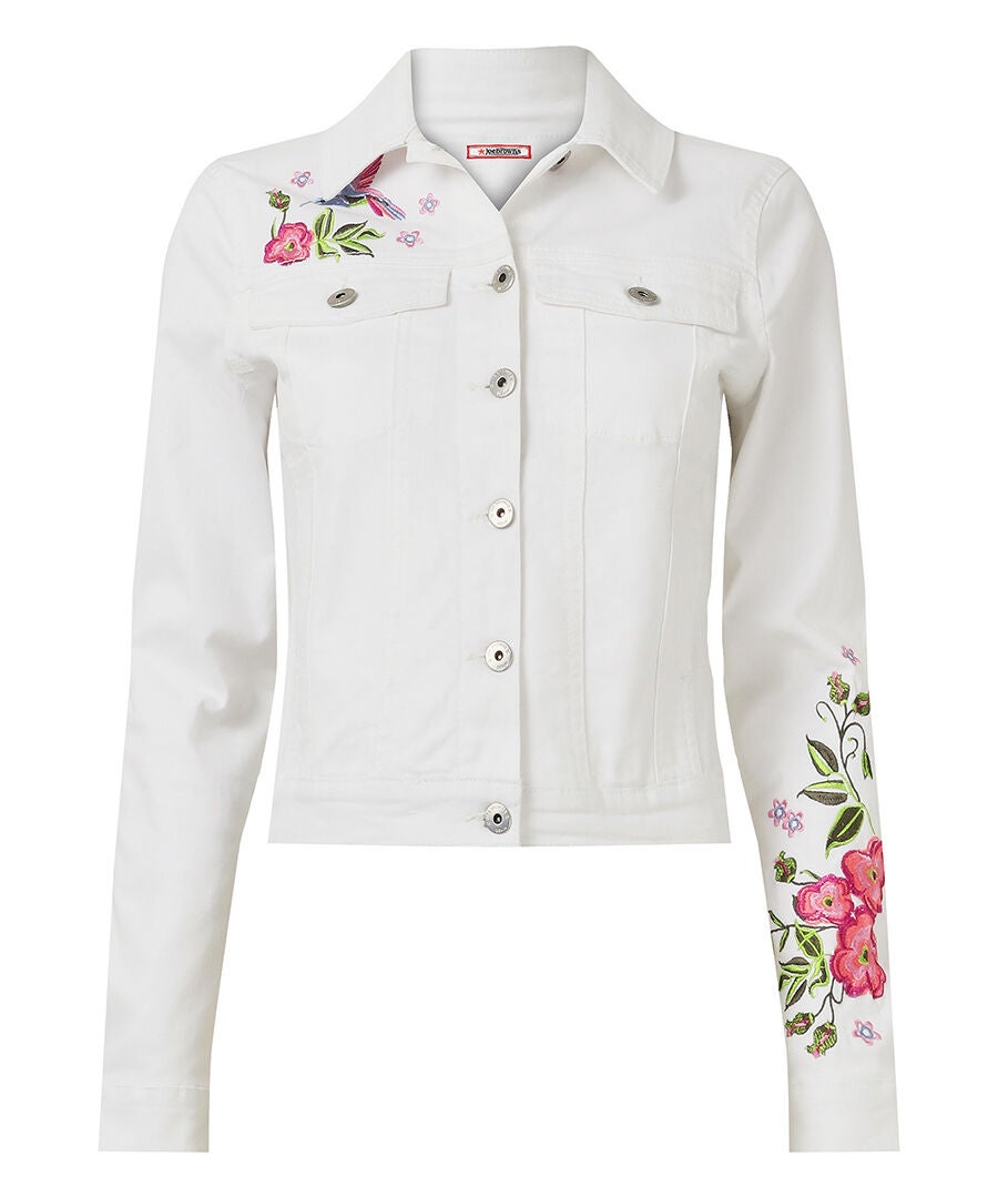 Embroidered Denim Jacket, FLORAL EMBROIDERY, alternate image number 3