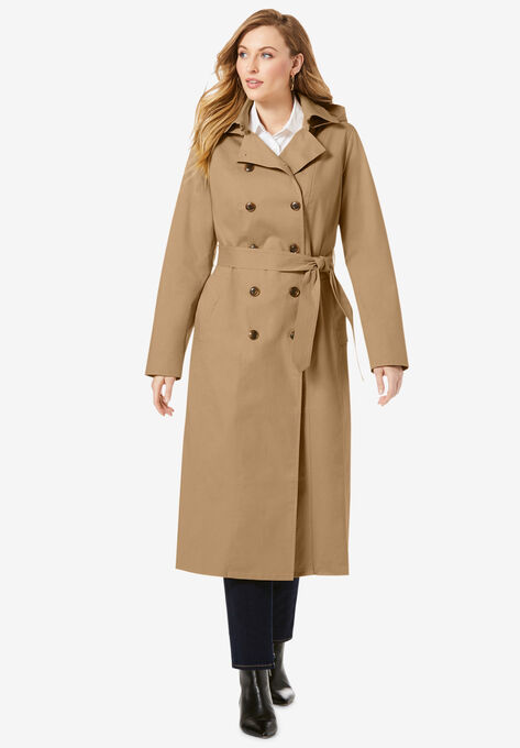 Double Breasted Long Trench Coat, SOFT CAMEL, hi-res image number null