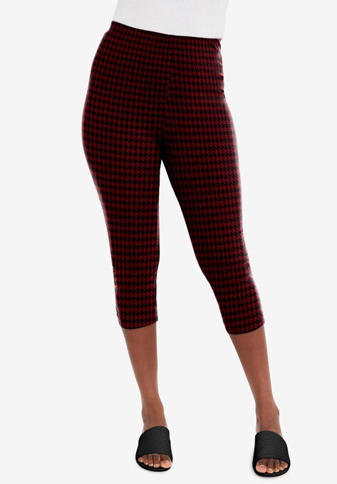 Everyday Capri Legging, BURGUNDY HOUNDSTOOTH, hi-res image number null