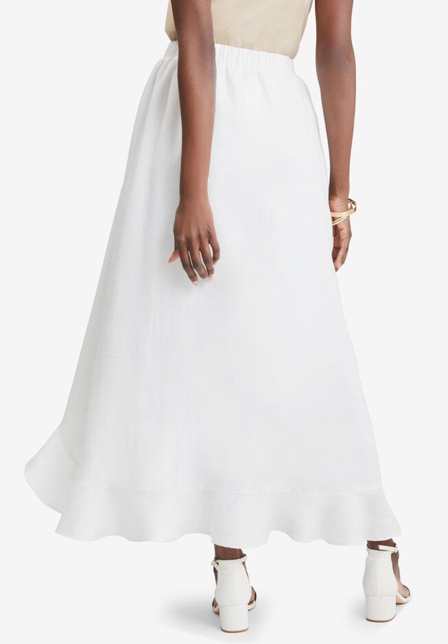 Linen Ruffle Maxi Skirt, , alternate image number null