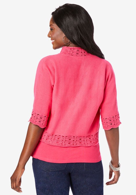 Crochet Trim Shrug, , on-hover image number null