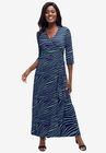 Faux Wrap Knit Maxi Dress, NEW SAGE ZEBRA, hi-res image number null