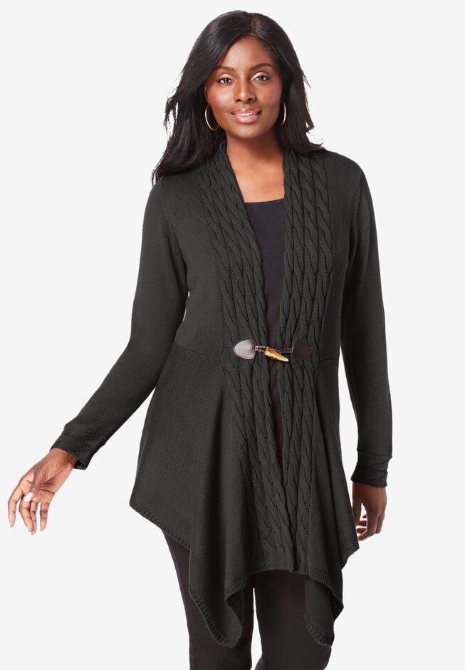 Toggle-Front Cardigan, BLACK, hi-res image number 0