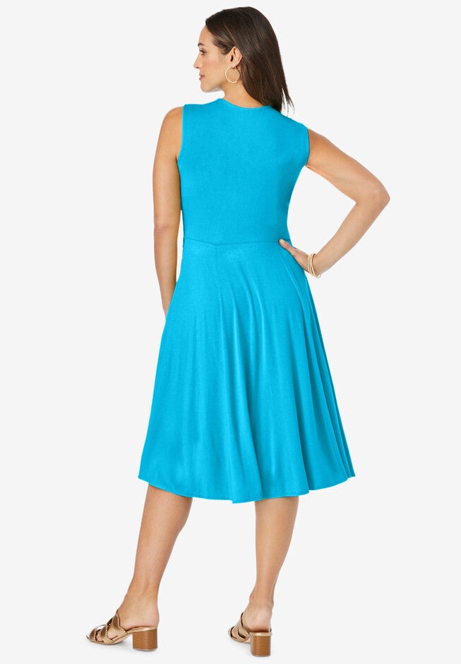 Stretch Knit Drape-Over Dress, , on-hover image number null