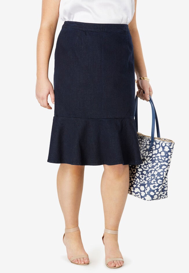Refined Denim Flounce Skirt, , alternate image number null