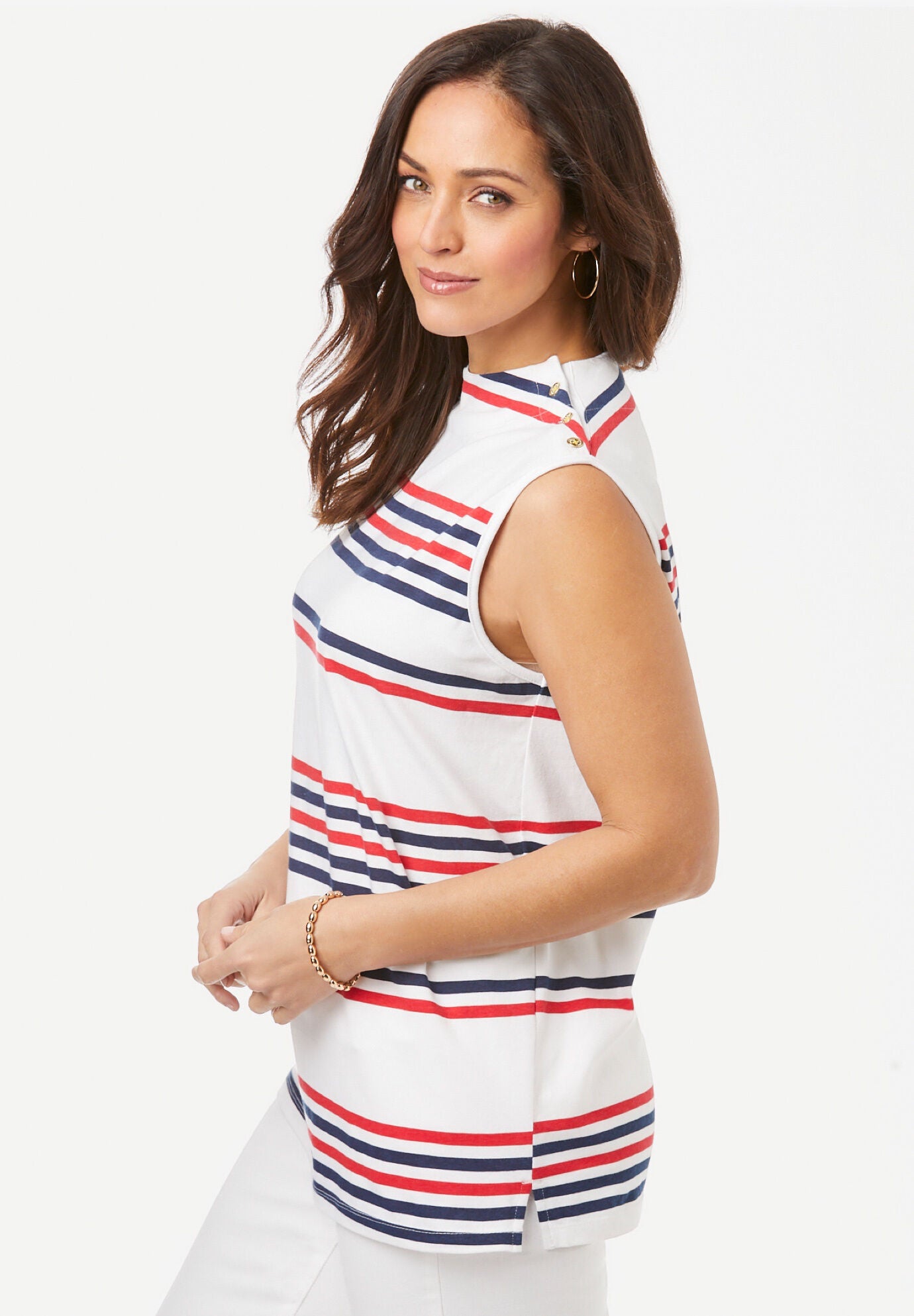 Button Neck Tank, , alternate image number 2