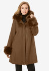 Hooded Faux Fur Trim Coat, NUTMEG, hi-res image number null