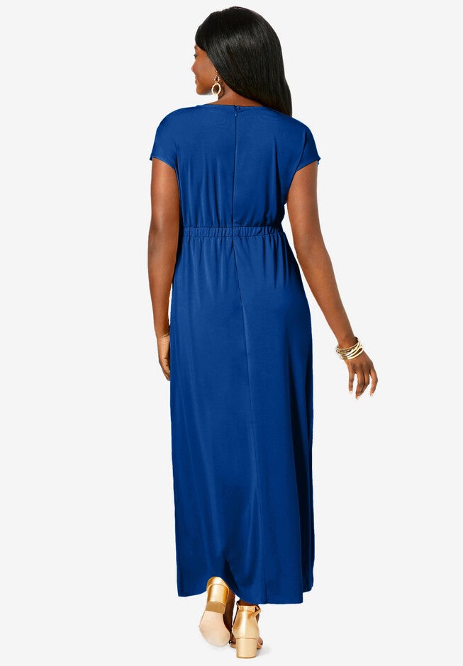 Stretch Knit Ruffle Maxi Dress, , on-hover image number null