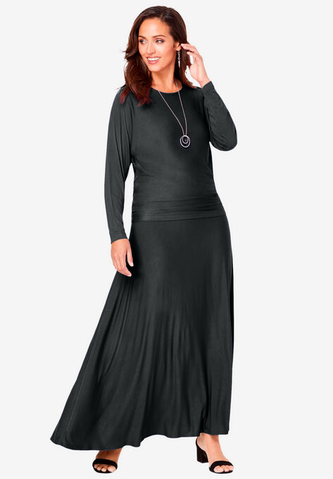 Dolman Sleeve Skirt Set, BLACK, hi-res image number null