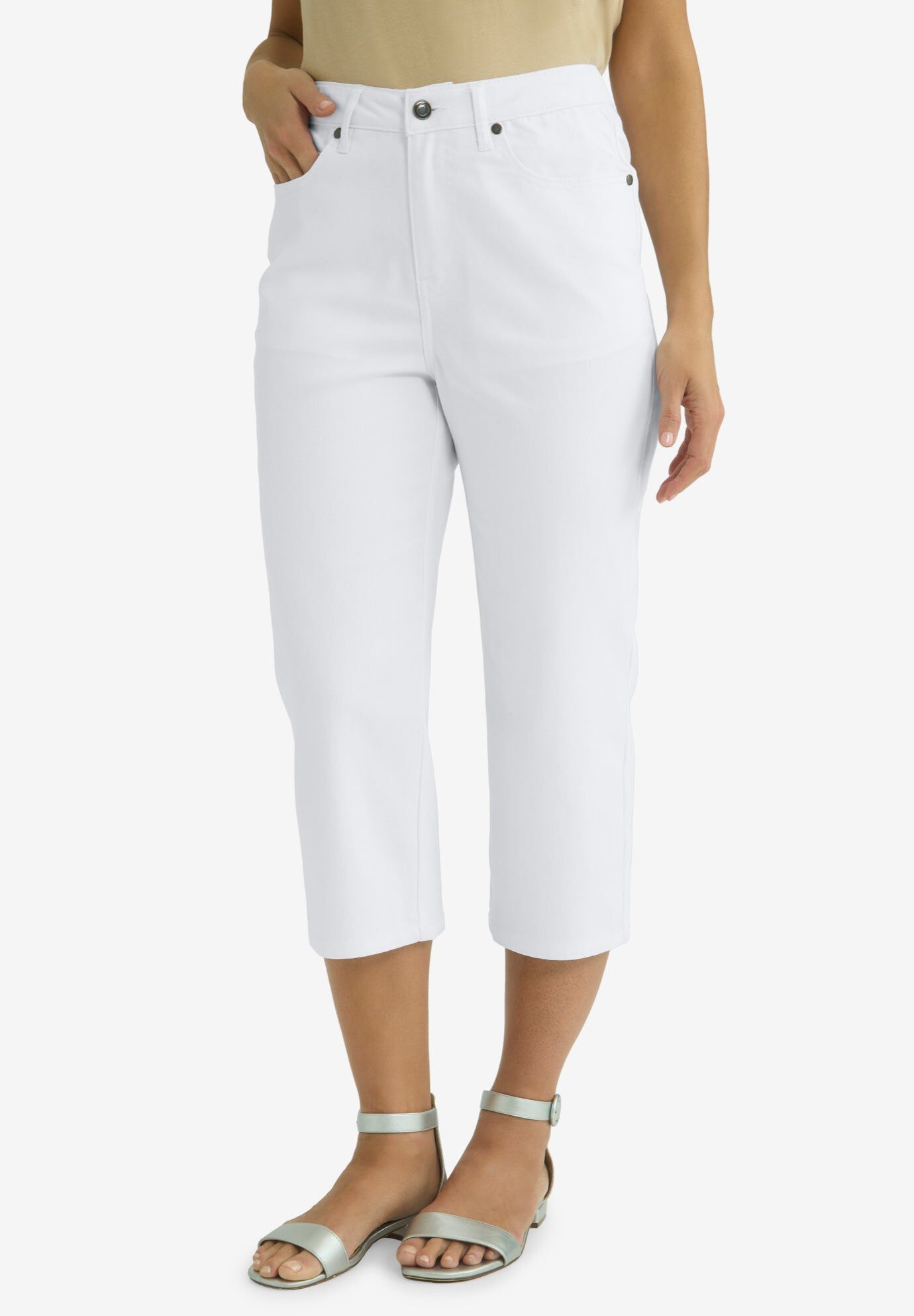 True Fit Straight Leg Crop Jean, WHITE, hi-res image number 0