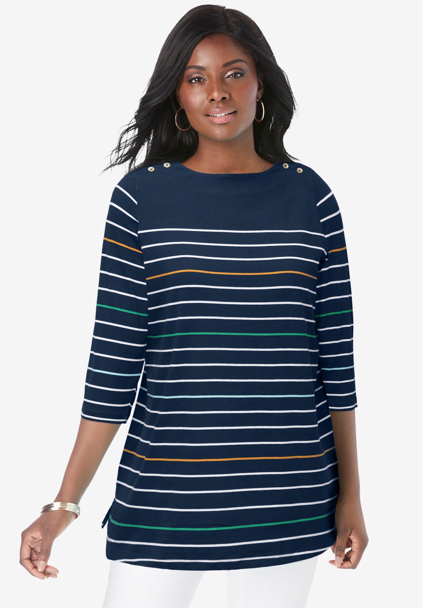 Stretch Cotton Boatneck Tunic