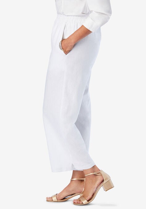 Wide Leg Linen Crop Pant, , alternate image number null