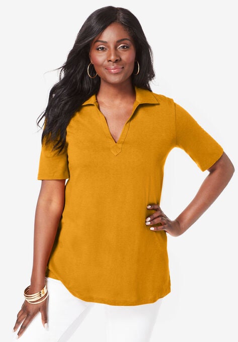 Polo Collar Tee, RICH GOLD, hi-res image number null