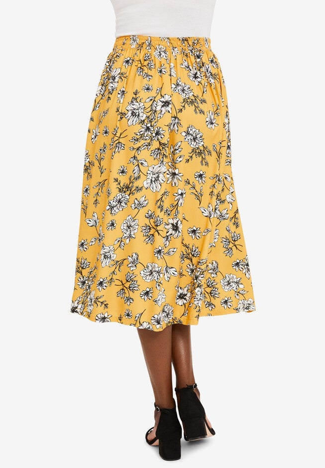 Side-Button Midi Skirt, , on-hover image number 1