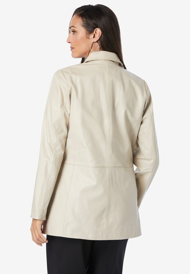 Double Breasted Leather Blazer, , on-hover image number 1