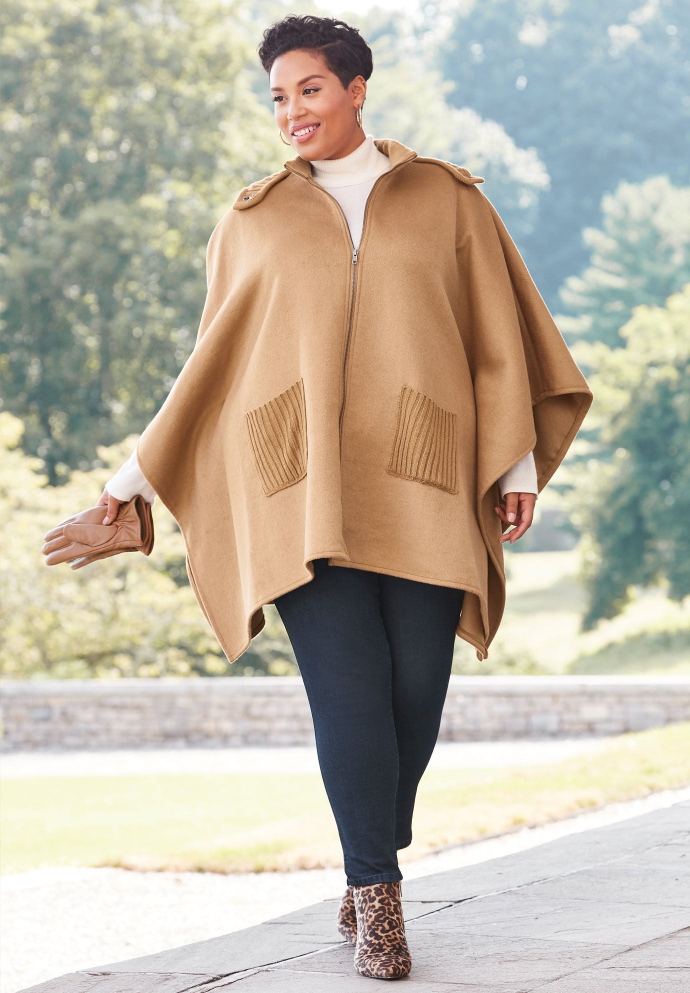 Wool Cape Coat, , alternate image number 4