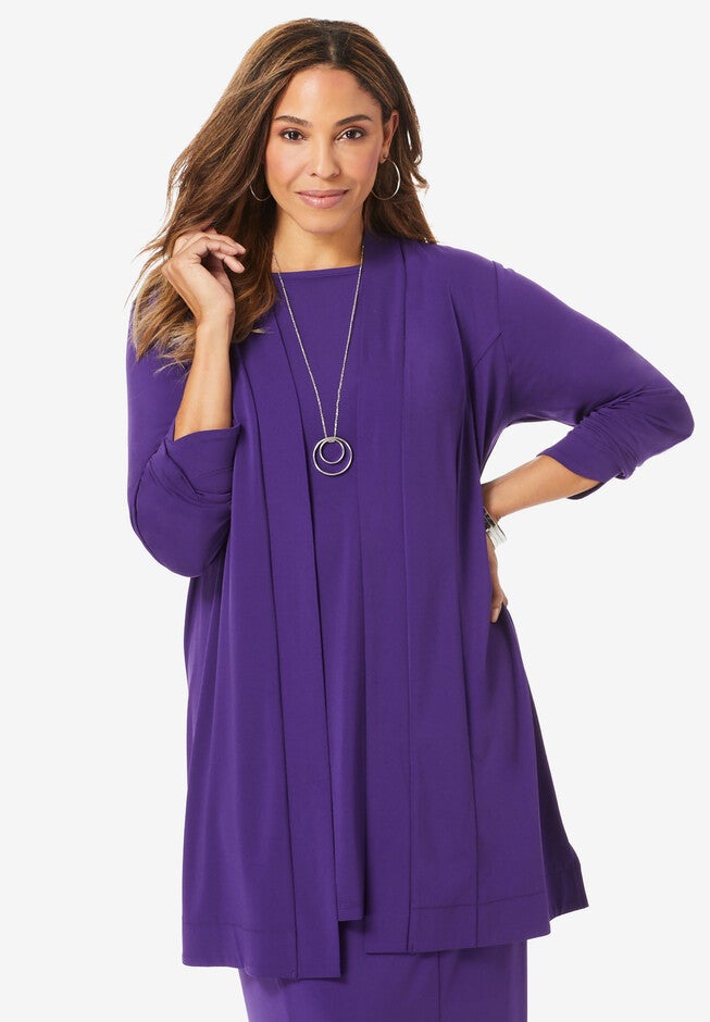 Shawl Collar Topper, MIDNIGHT VIOLET, hi-res image number 0