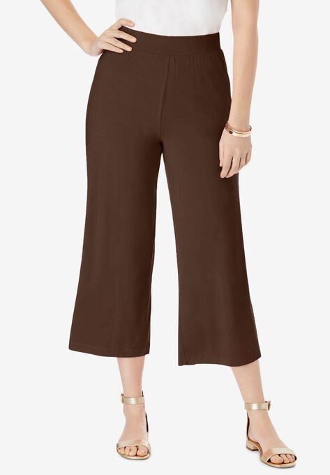 Everyday Knit Wide-Leg Crop Pant, CHOCOLATE, hi-res image number null
