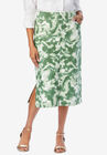 Comfort Waist Midi Skirt, OLIVE DRAB CLOUD DYE, hi-res image number null