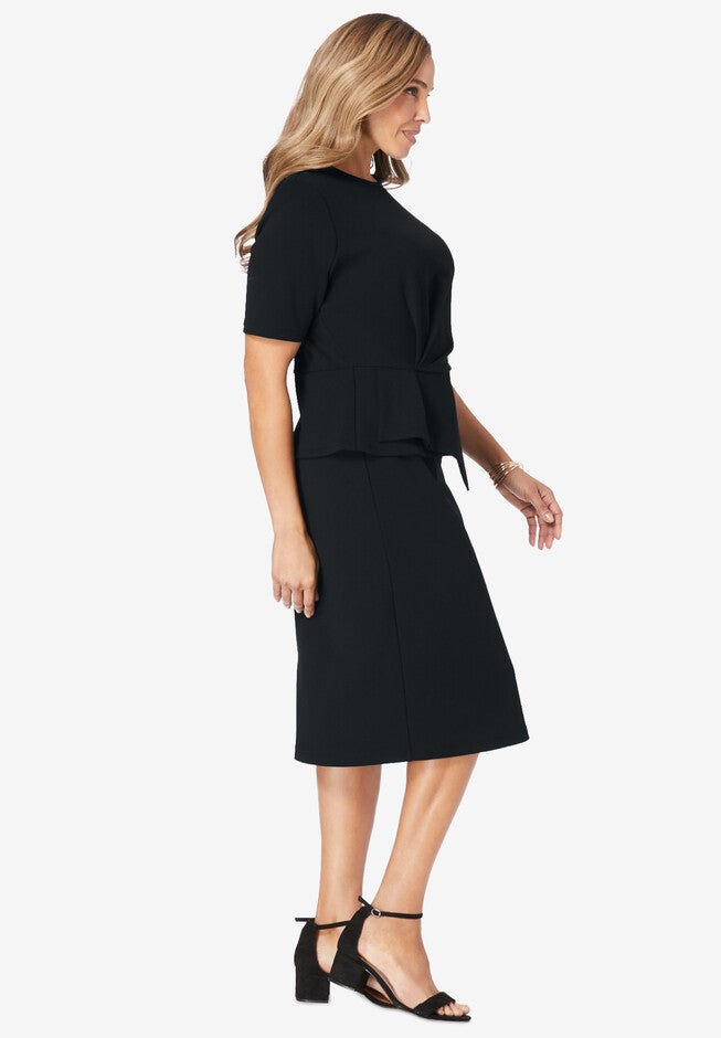 Peplum Stretch Crepe Dress, , alternate image number null