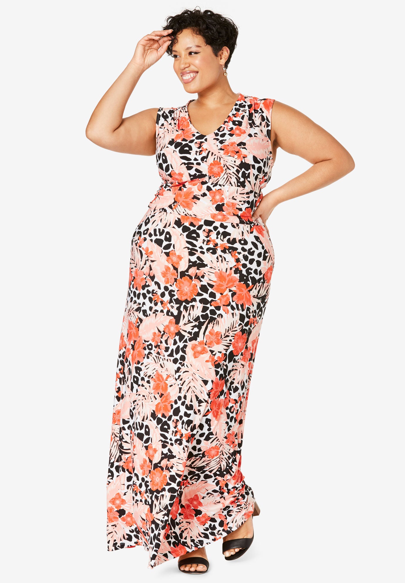 V-Neck Maxi Dress, , alternate image number 3