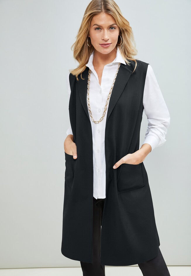 Bi-Stretch Tie-Front Gilet, , alternate image number null