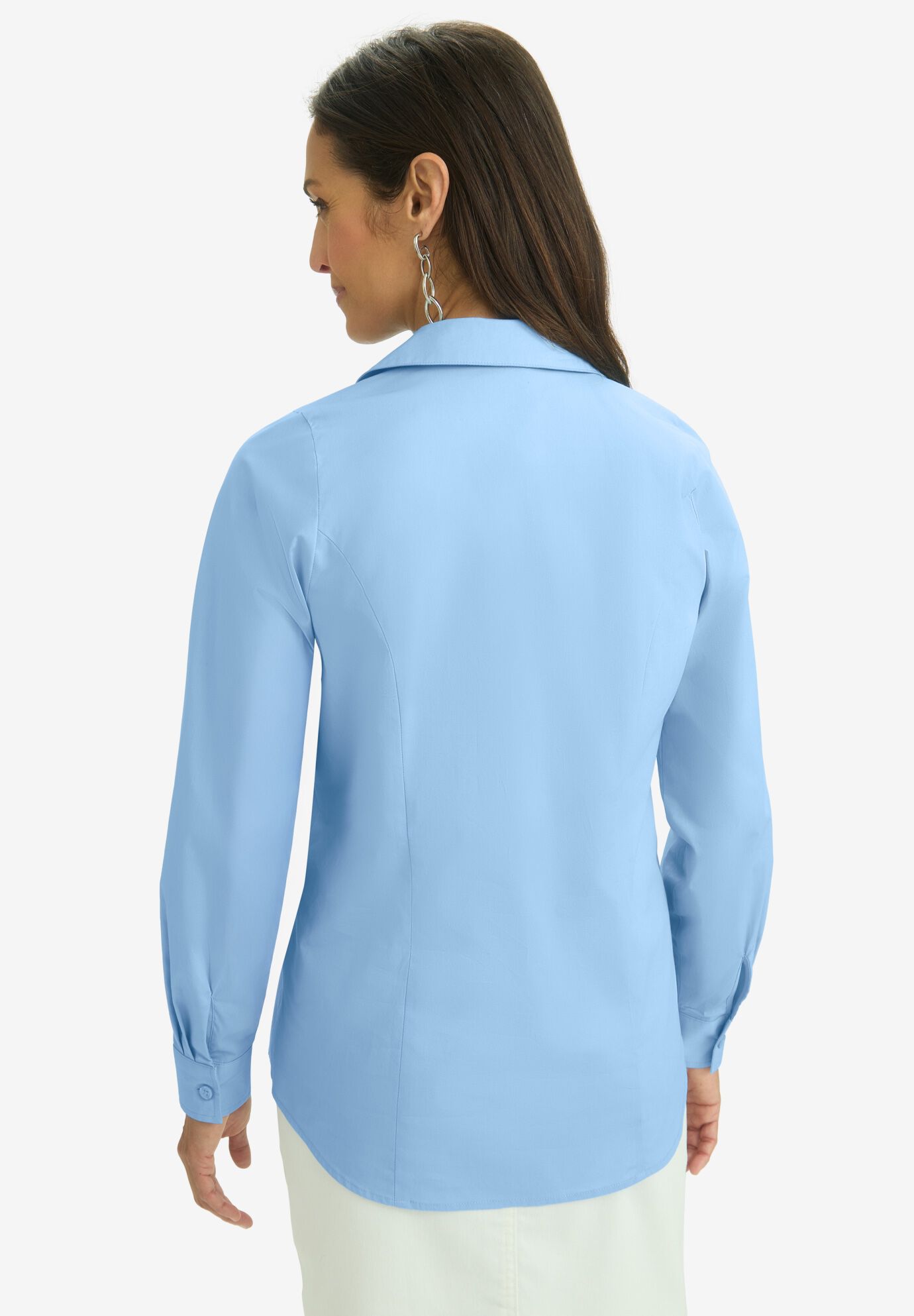 Applique Poplin Shirt, SKY BLUE, on-hover image number 1
