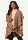 Faux Leather-Trim Sweater, SOFT CAMEL HERRINGBONE, hi-res image number null