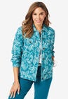 Classic Cotton Denim Jacket, DEEP TEAL SKETCH PAISLEY, hi-res image number null