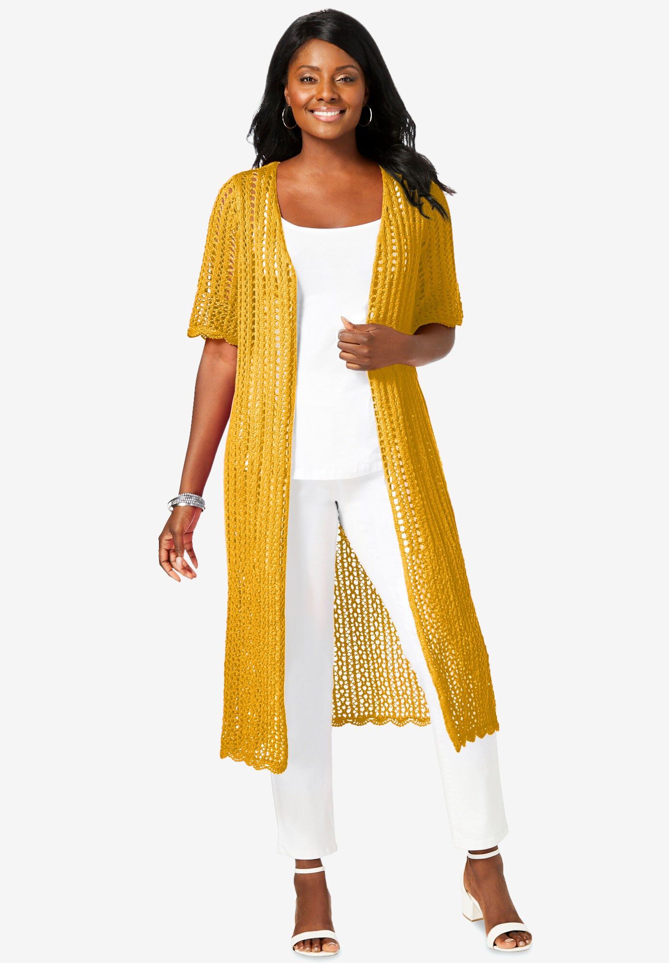 Scalloped Crochet Sweater Duster