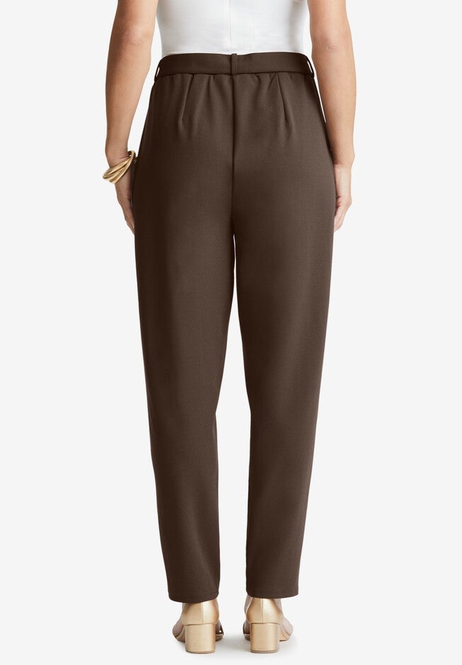 Knit Crepe Belted Tapered Pant, , on-hover image number null