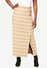 Side-Button Wool Skirt, SOFT CAMEL DOUBLE PLAID, hi-res image number null