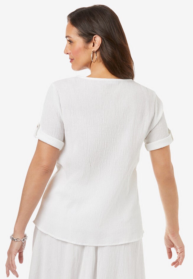 Gauze Crewneck Top, , on-hover image number null