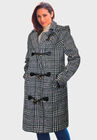 Hooded Toggle Coat, BLACK HOUNDSTOOTH PLAID, hi-res image number null