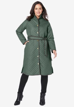 Quilted Collarless Long Jacket