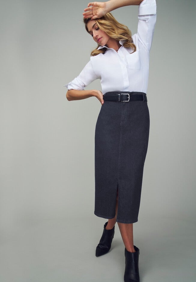 Refined Denim Skirt, , alternate image number null