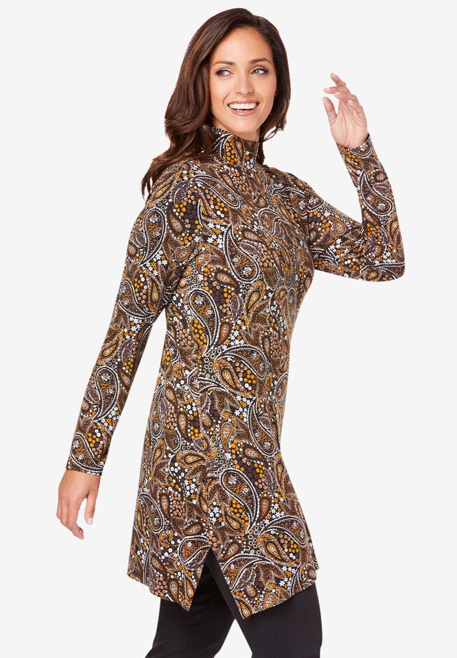 Point Hem Mockneck Tunic, , alternate image number 2