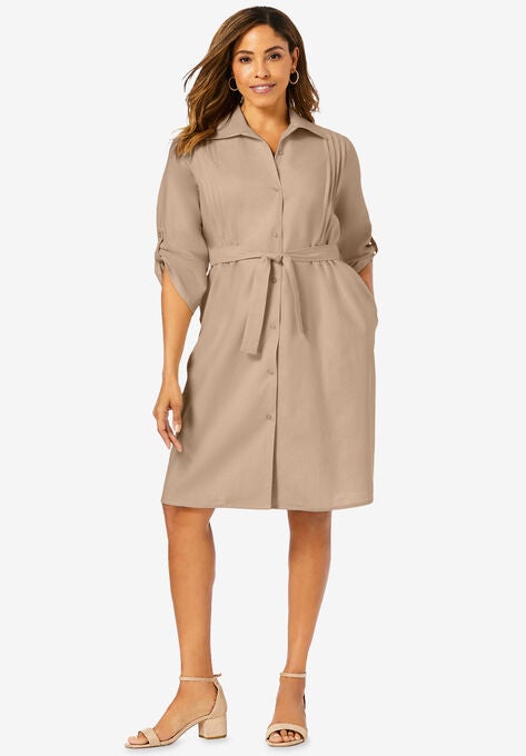 Linen Shirt Dress, NEW KHAKI, hi-res image number null