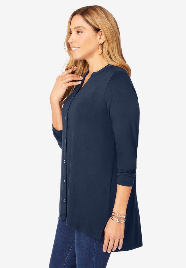 A-Line Button Down Tunic, , alternate image number 2