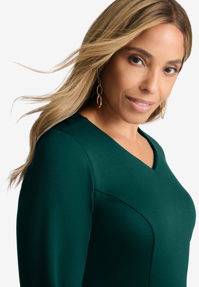 SWEETHEART NECKLINE PONTE DRESS, , alternate image number null