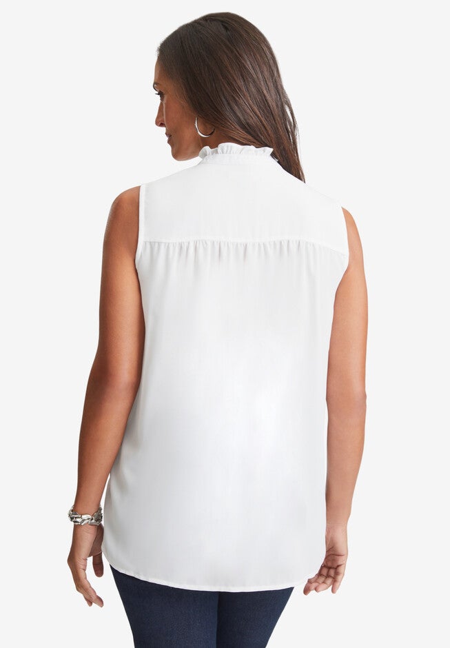 Sleeveless Button-Front Blouse, , on-hover image number null